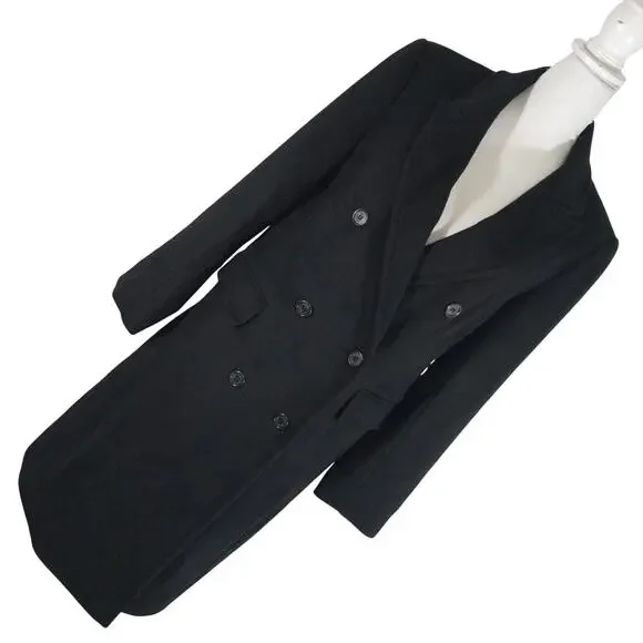 NWT@$340! LAUREN BY RALPH LAUREN! BLACK WOOL BLEND DOUBLE BREAST OVERCOAT! SZ 8 - Picture 1 of 16